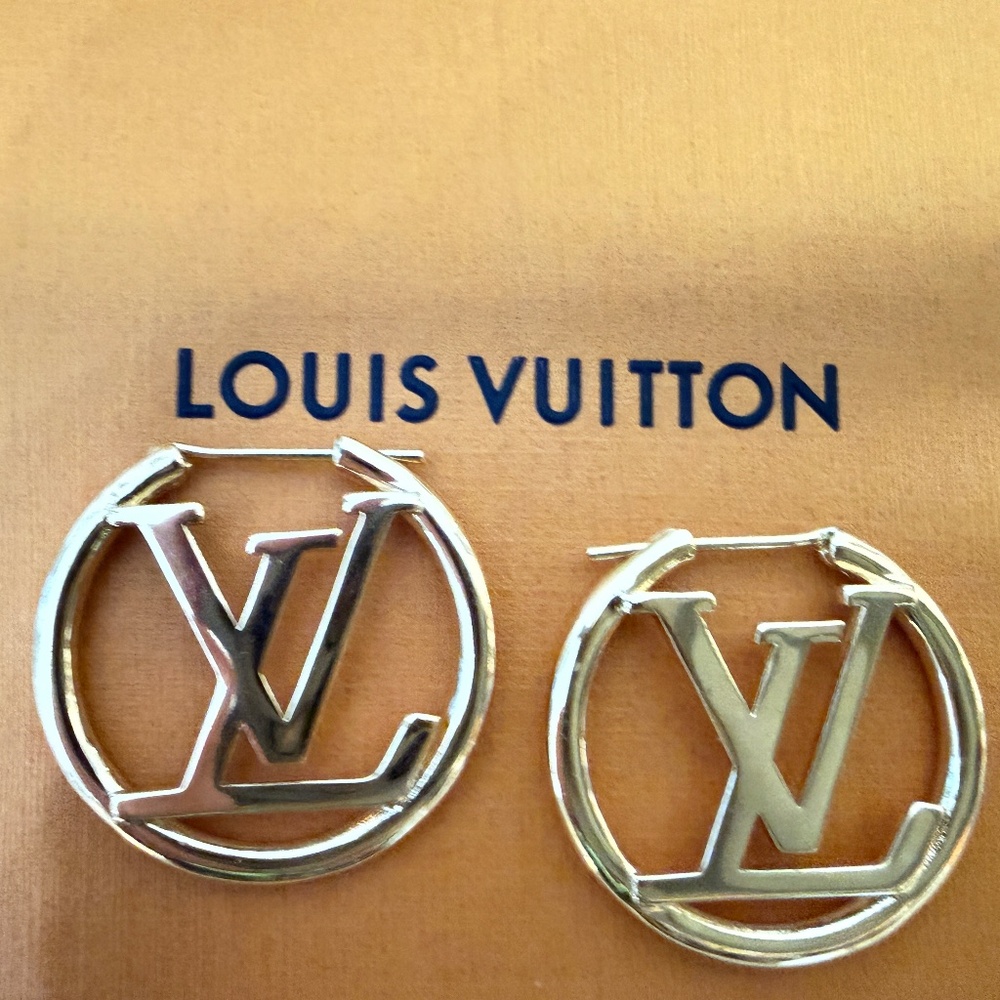 Louis Vuitton Louise Hoop Gold Tone Earrings